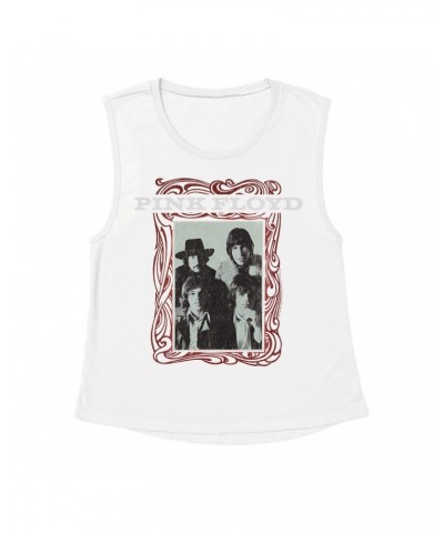 Pink Floyd Ladies' Muscle Tank Top | Point Me To The Sky Framed Album Art Distressed Shirt $12.52 Shirts