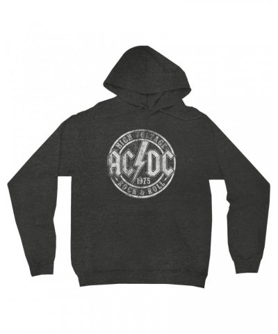 AC/DC Hoodie | Rock And Roll 1975 Stamped Design Distressed Hoodie $17.58 Sweatshirts