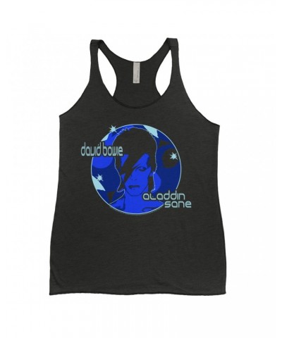 David Bowie Ladies' Tank Top | Blue Aladdin Sane Design Shirt $13.03 Shirts