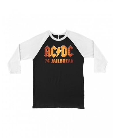 AC/DC 3/4 Sleeve Baseball Tee | 1974 Zoom Jailbreak Logo Shirt $12.88 Shirts