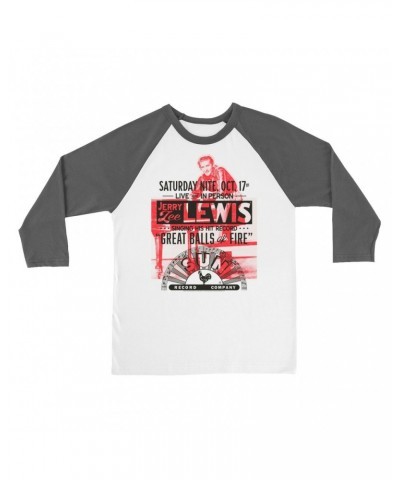 Jerry Lee Lewis Sun Records 3/4 Sleeve Baseball Tee | Great Balls of Fire Live In Concert Sun Records Shirt $9.58 Shirts