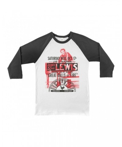 Jerry Lee Lewis Sun Records 3/4 Sleeve Baseball Tee | Great Balls of Fire Live In Concert Sun Records Shirt $9.58 Shirts