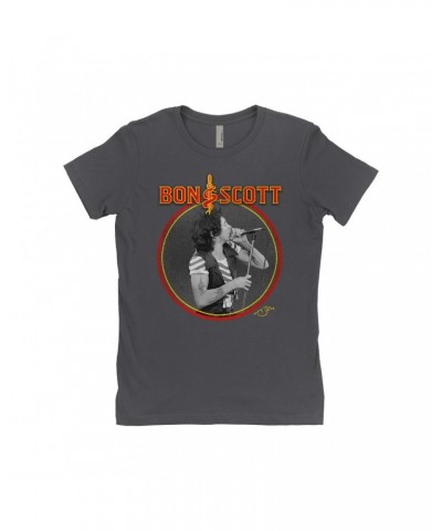 Bon Scott Ladies' Boyfriend T-Shirt | Snake & Dagger Logo Circular Image Shirt $7.73 Shirts