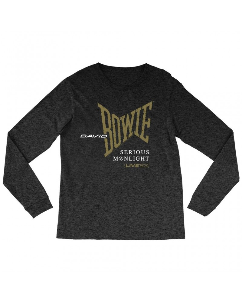 David Bowie Long Sleeve Shirt | 1983 Serious Moonlight Tour Logo Shirt $14.98 Shirts