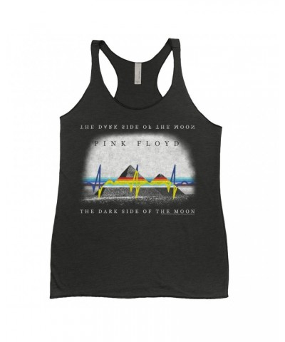 Pink Floyd Ladies' Tank Top | Dark Side Of The Moon Pyramid Reflection Distressed Shirt $9.26 Shirts