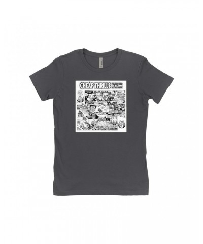 Big Brother & The Holding Company Ladies' Boyfriend T-Shirt | Black and White Cheap Thrills Shirt $11.23 Shirts