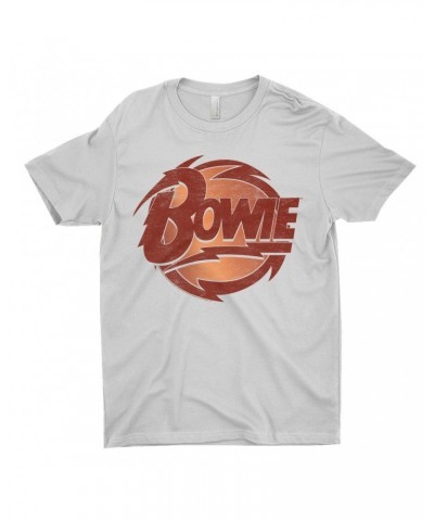 David Bowie T-Shirt | Bolted Bowie Circular Logo Distressed Shirt $10.98 Shirts