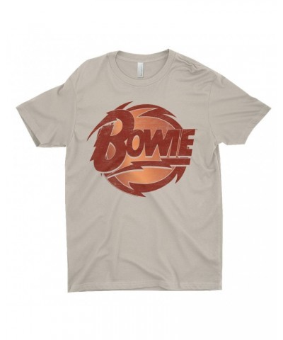 David Bowie T-Shirt | Bolted Bowie Circular Logo Distressed Shirt $10.98 Shirts