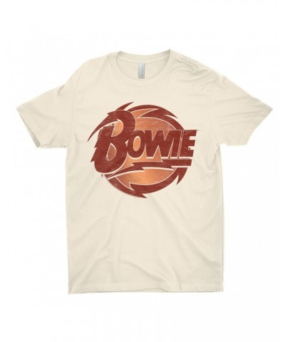 David Bowie T-Shirt | Bolted Bowie Circular Logo Distressed Shirt $10.98 Shirts