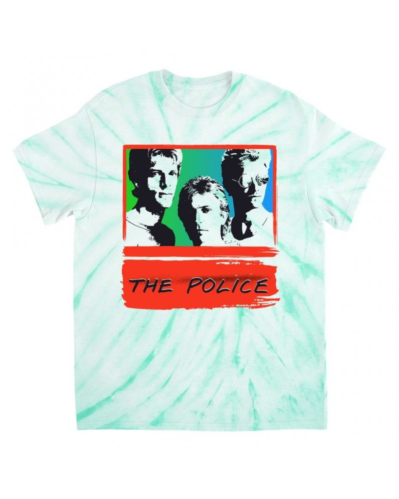 The Police T-Shirt | Red Rainbow Ombre Synchronicity Tie Dye Shirt $8.89 Shirts