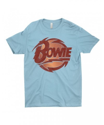 David Bowie T-Shirt | Bolted Bowie Circular Logo Distressed Shirt $10.98 Shirts