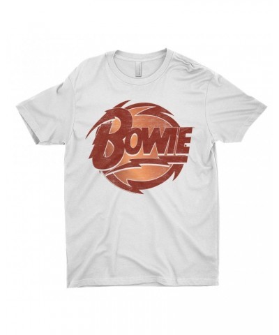 David Bowie T-Shirt | Bolted Bowie Circular Logo Distressed Shirt $10.98 Shirts