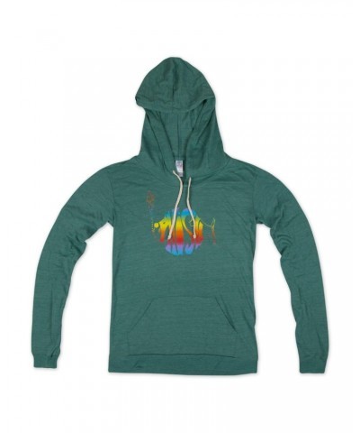 Phish Women’s Lightweight Classic Rainbow Logo Hoodie on Viridian Green $14.76 Sweatshirts