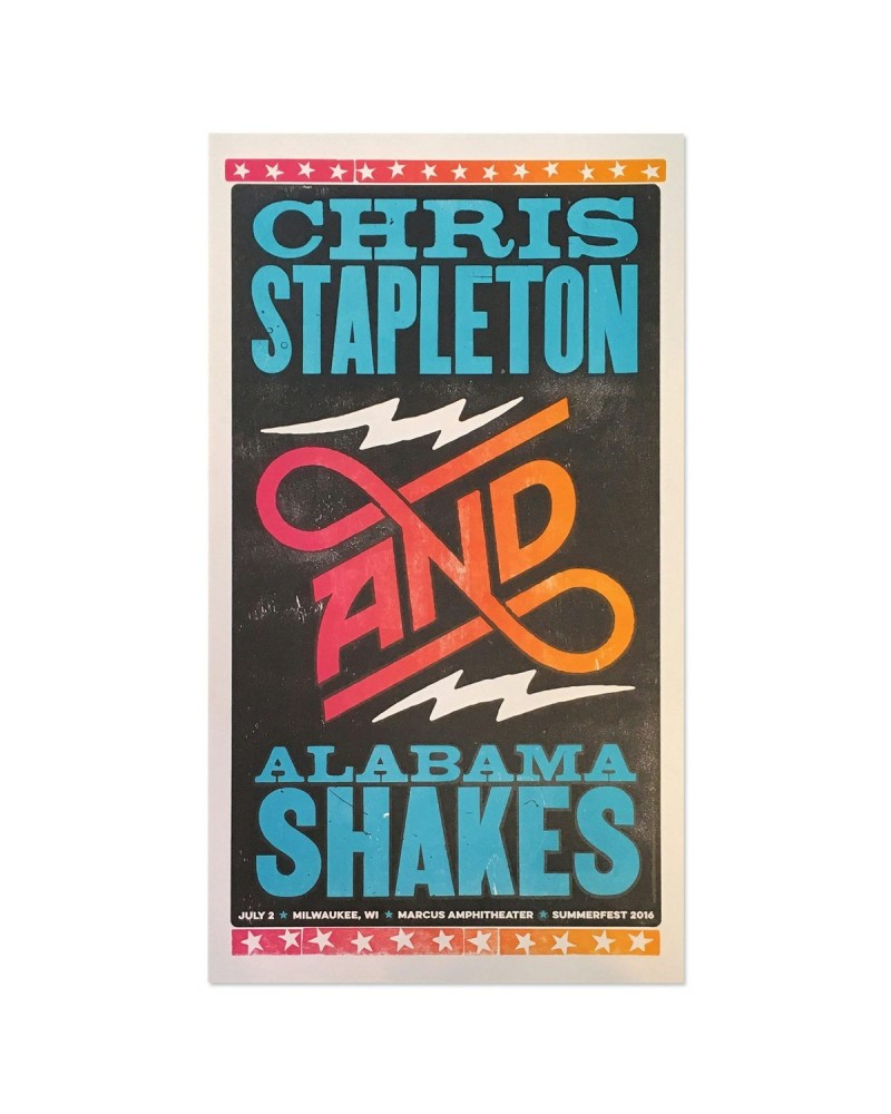 Alabama Shakes Chris Stapleton and Alabama Shakes Poster - Milwaukee WI 7/2/2016 $8.20 Decor