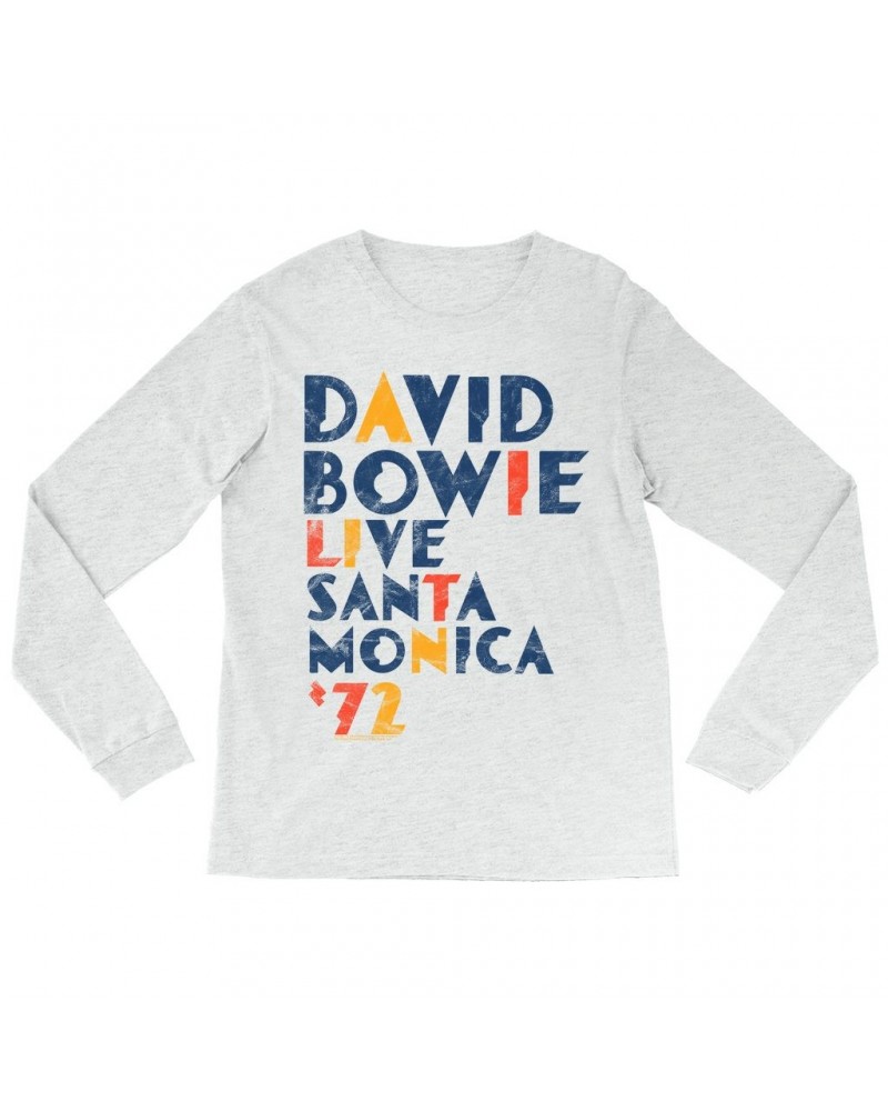 David Bowie Long Sleeve Shirt | LIVE In Santa Monica 1972 Distressed Shirt $13.18 Shirts