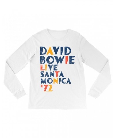 David Bowie Long Sleeve Shirt | LIVE In Santa Monica 1972 Distressed Shirt $13.18 Shirts