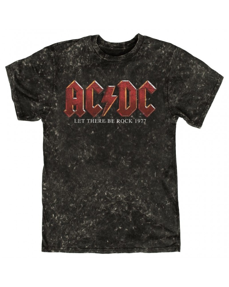 AC/DC T-shirt | Let There Be Rock 1977 Design Distressed Mineral Wash Shirt $14.08 Shirts