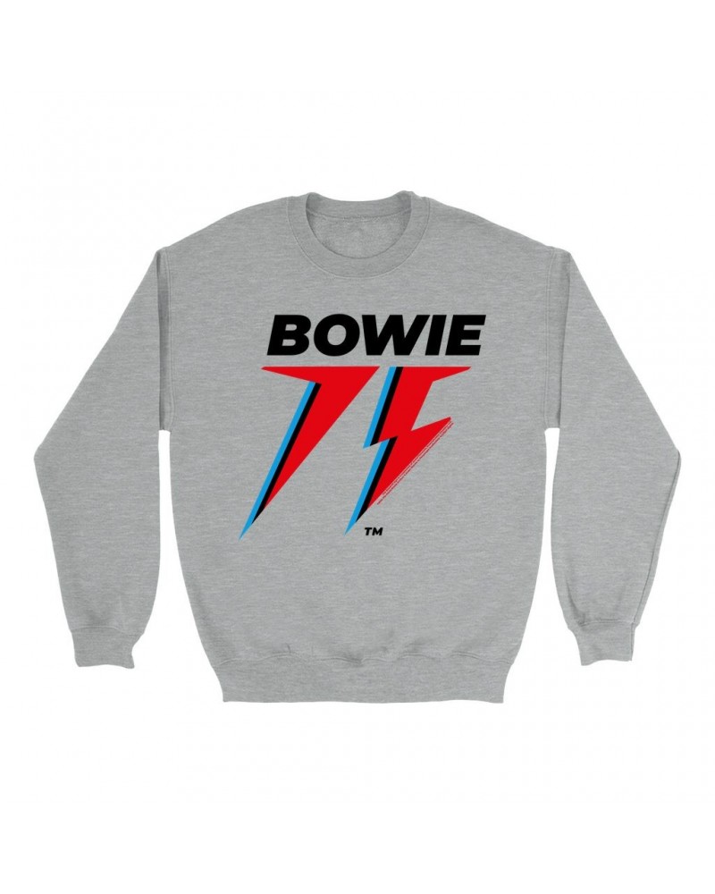 David Bowie Sweatshirt | Black Blue & Red 75th Logo Sweatshirt $16.43 Sweatshirts