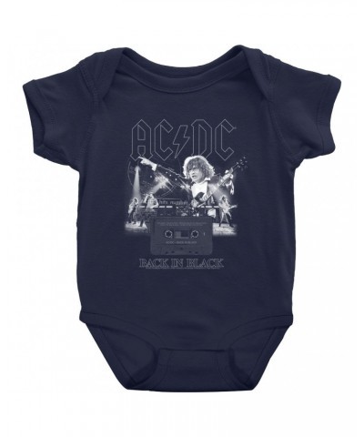 AC/DC Baby Short Sleeve Bodysuit | Back In Black Concert Collage Bodysuit $8.58 Kids