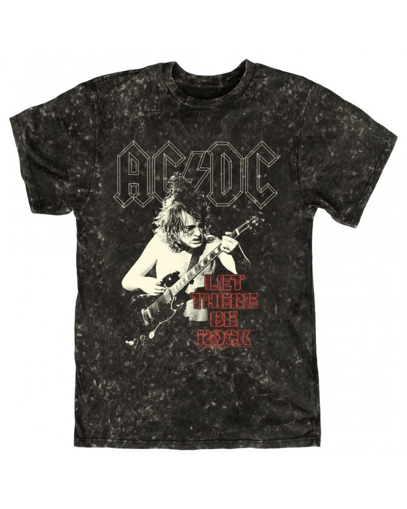 AC/DC T-shirt | Angus Young Let There Be Rock Distressed Mineral Wash Shirt $14.38 Shirts