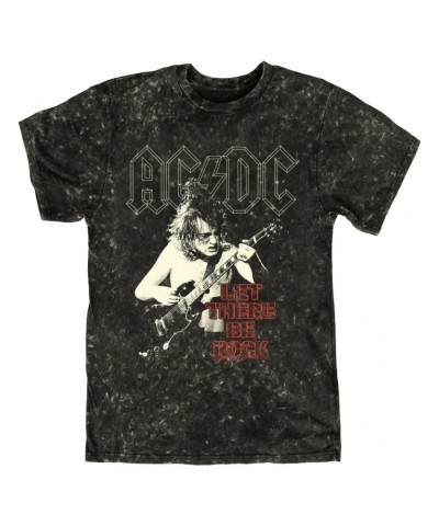 AC/DC T-shirt | Angus Young Let There Be Rock Distressed Mineral Wash Shirt $14.38 Shirts