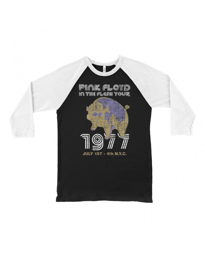 Pink Floyd 3/4 Sleeve Baseball Tee | In The Flesh 1977 NYC Concert Distressed Shirt $9.28 Shirts