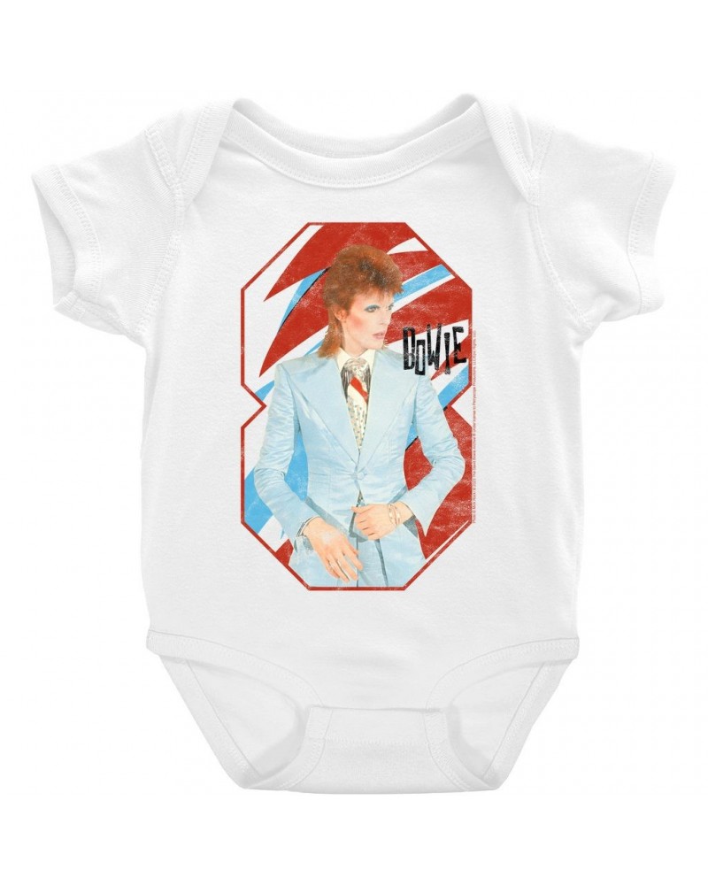 David Bowie Baby Short Sleeve Bodysuit | Retro Reissue Aladdin Sane Design Bodysuit $7.78 Kids