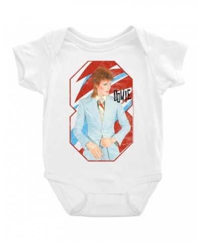 David Bowie Baby Short Sleeve Bodysuit | Retro Reissue Aladdin Sane Design Bodysuit $7.78 Kids