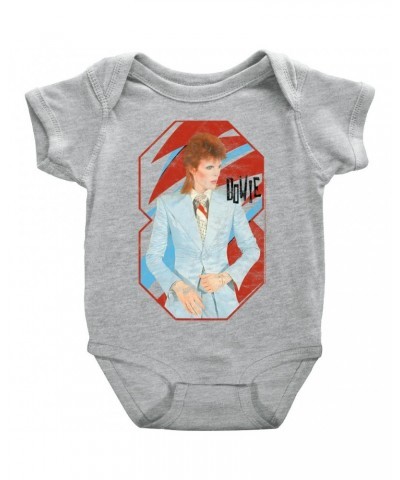 David Bowie Baby Short Sleeve Bodysuit | Retro Reissue Aladdin Sane Design Bodysuit $7.78 Kids