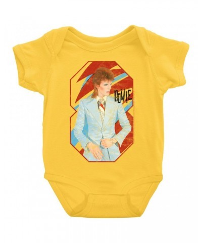 David Bowie Baby Short Sleeve Bodysuit | Retro Reissue Aladdin Sane Design Bodysuit $7.78 Kids