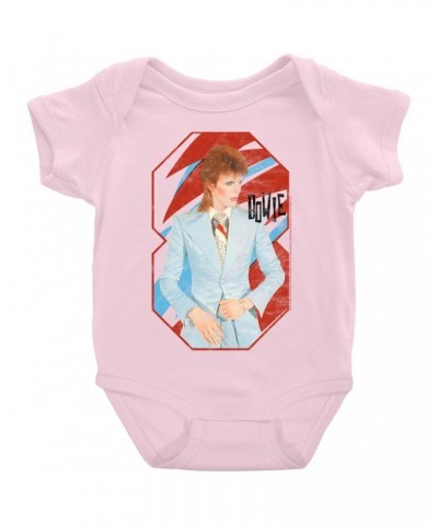 David Bowie Baby Short Sleeve Bodysuit | Retro Reissue Aladdin Sane Design Bodysuit $7.78 Kids