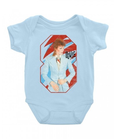 David Bowie Baby Short Sleeve Bodysuit | Retro Reissue Aladdin Sane Design Bodysuit $7.78 Kids