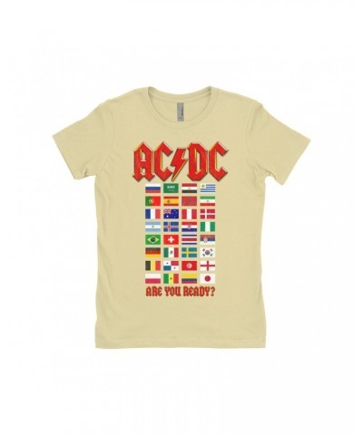 AC/DC Ladies' Boyfriend T-Shirt | Are You Ready Tour Destination Flags Shirt $10.98 Shirts