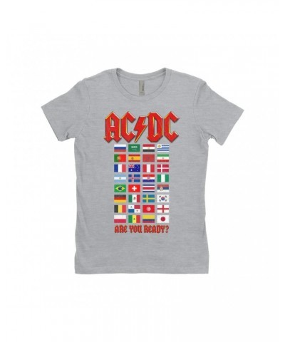 AC/DC Ladies' Boyfriend T-Shirt | Are You Ready Tour Destination Flags Shirt $10.98 Shirts