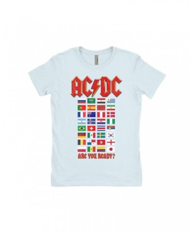 AC/DC Ladies' Boyfriend T-Shirt | Are You Ready Tour Destination Flags Shirt $10.98 Shirts