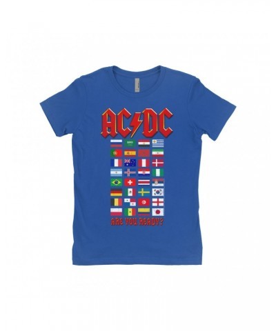 AC/DC Ladies' Boyfriend T-Shirt | Are You Ready Tour Destination Flags Shirt $10.98 Shirts