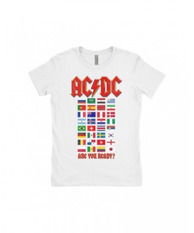 AC/DC Ladies' Boyfriend T-Shirt | Are You Ready Tour Destination Flags Shirt $10.98 Shirts