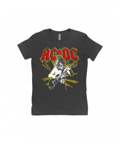 AC/DC Ladies' Boyfriend T-Shirt | Angus Red And Yellow Burst Shirt $11.48 Shirts