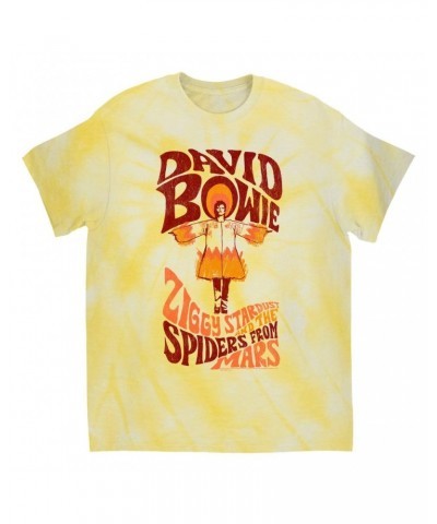 David Bowie T-Shirt | Retro Orange Ziggy Stardust And The Spiders From Mars Distressed Tie Dye Shirt $13.21 Shirts